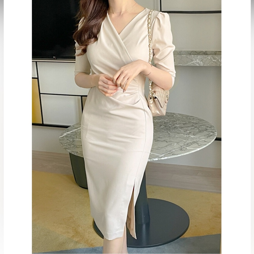 NWT Beige wrap dress